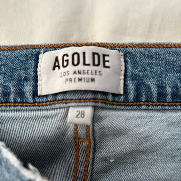Agolde Light Blue Distressed Skinny Jeans Sophie Cropped Denim - Picture 4 of 16